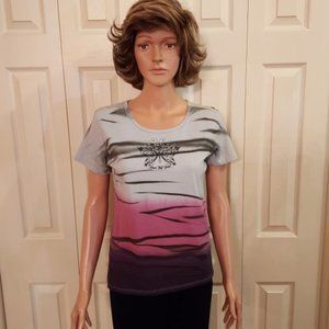 SOHO Collection Camp David Tie Dye with Butterfly Sequins Tee Size S NWOT